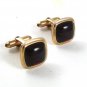1930's - 50's Goldtone & Red Cufflinks By CORRECT QUALITY 4317