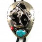 Vintage End of The Trail Turquoise & Coral Bolo Leather Cord 52617