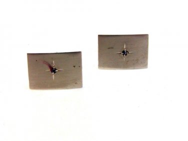 Vintage Sterling Silver with Tiny Blue Sapphire Cufflinks 06072013ccc