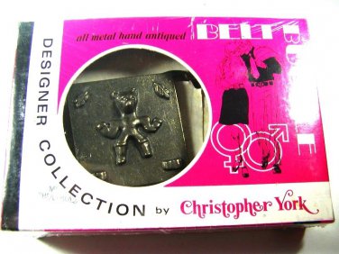 MIB 1970's Head/Head Bear Belt Buckle By Christopher York Designer 93015