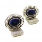 1970's Silver Tone & Blue Wrap Around Cufflinks By DANTE 10316