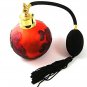 Gold Tone Orange & Black Art Glass Flower Perfume Bottle & Atomizer 1117
