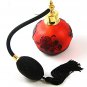 Gold Tone Orange & Black Art Glass Flower Perfume Bottle & Atomizer 1117