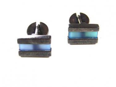 Modernistic Sterling Silver & Blue Dressy Cufflinks Unbranded 101515