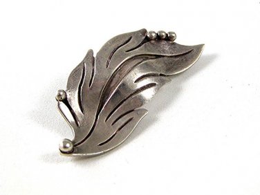 Mexican Sterling Silver Leaf Brooch By MARICELA TASCO 11216