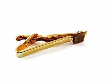 1960's Gold Tone & Tiger Eye Classy Tie Clasp By SWANK 13117