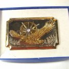 Silver & Gold Tone Star Burst American Eagle Belt Buckle Unbranded 5416