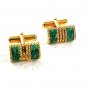Vintage Goldtone & Green Cufflinks 8917