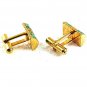Vintage Goldtone & Green Cufflinks 8917