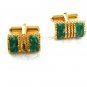 Vintage Goldtone & Green Cufflinks 8917