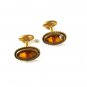 Vintage Small Gold Tone & Topaz Glass Cufflinks Unbranded 52016
