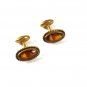 Vintage Small Gold Tone & Topaz Glass Cufflinks Unbranded 52016