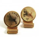 Vintage 1970's Goldtone ZODIAC Aries Wrap Around Cufflinks By DANTE 101817