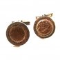 Mexican 10K & Sterling Silver Aztec Calender Cufflinks Old Eagle Mark 12815