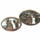 Mexican Sombero Cactus Sterling Silver Abalone Cufflinks Eagle Mark 4 41416