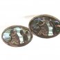 Mexican Sombero Cactus Sterling Silver Abalone Cufflinks Eagle Mark 4 41416