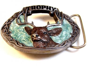 Vintage 1992 C&J Made in USA Trophy Buck Belt Buckle