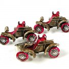 Silver Tone Red Roadster Jalopy Car Auto Cufflinks & Matching Tie Clasp 111716