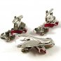 Silver Tone Red Roadster Jalopy Car Auto Cufflinks & Matching Tie Clasp 111716