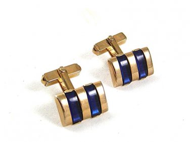 Vintage Goldrtone & Blue Cufflinks By SWANK 4417