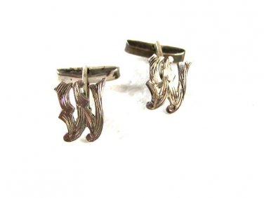 Vintage Sterling Silver Initial M or W Cufflinks Unbranded 31116