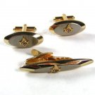 Vintage Gold Tone Masonic Cufflinks & Tie Clasp By HICKOK USA 52016