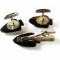 Odd Silvertone Black Arrow Cufflinks Tie Clasp Unbranded 41216