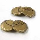 Art Deco Gold Tone Initial / Letter E Cufflinks 11616
