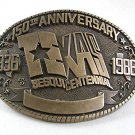 1836-1936 Texas Sesquicentennial Brass Belt Buckle by H.T.S. Humble TX ADM 11241