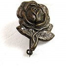Vintage Silvertone Rose Brooch / Pin By G. FROSI MILANO 81417