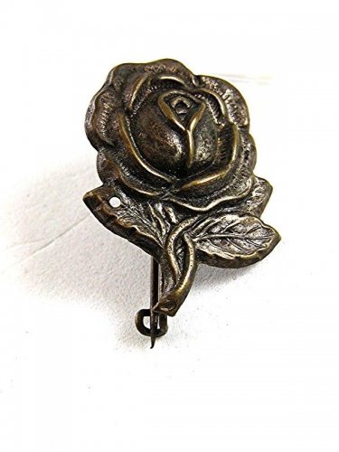 Vintage Silvertone Rose Brooch / Pin By G. FROSI MILANO 81417