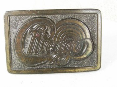1970's Band Music the group CHICAGO Brass Belt Buckle Unbranded 22816