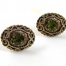 Vintage Goldtone & Green Cufflinks PAT NO. 2920363 33017