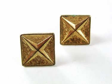 Vintage Goldtone Huge X In Square Cufflinks Unbranded 42116