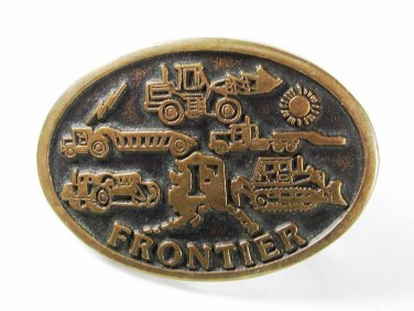 1981 Frontier Construction Company Brass Belt Buckle  By ANACORTES 41116