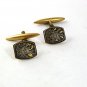 Vintage Small Goldtone & Black Damascene Cufflinks 61517