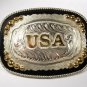 Western Silver Tone Gold Tone Black U.S.A. Belt Buckle by SILVER STRIKE 111215