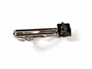 Silvertone Black Nude Female Tie Clasp By SWANK 41116