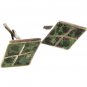 Vintage Sterling Silver & Crushed Green Stone Cufflinks Unbranded 41416