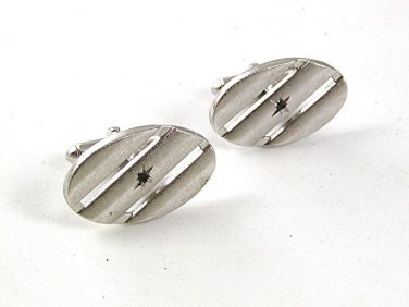 Vintage Silvertone & Blue Cufflinks By SWANK 51517