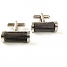 Vintage Silvertone & Black Cufflinks By VJC  6217