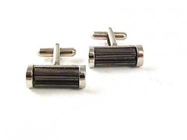Vintage Silvertone & Black Cufflinks By VJC  6217