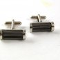Vintage Silvertone & Black Cufflinks By VJC  6217