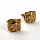Vintage Gold Tone Greek / Roman Warrior Cufflnks By HICKOK USA 91716