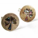 Mexican Alpaca Silver Abalone 4 Leaf Clover Cufflinks By L.B. 41416