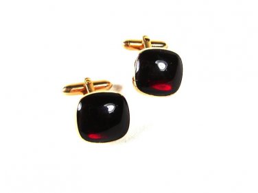 Vintage Gold Tone & Red Cufflinks By SWANK 52016a
