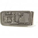 Fireplace Dog Arm Chair Pipe Man Reading Book Money Clip Unbranded 62216
