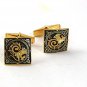Vintage Goldtone & Black Damascene Cufflinks 6317