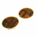 Vintage Gold Tone & Tiger Eye Cufflinks Unbranded 6316
