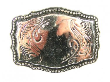 Western Rodeo Cowboy Silvertone Belt Buckle Unbranded Made In USA 3416a